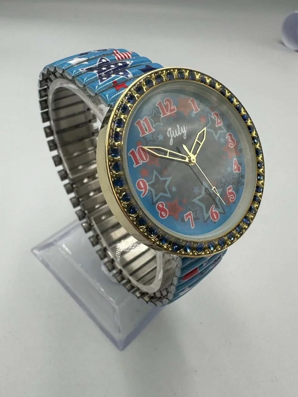 Willabee & Ward Season Watch July Birthday Month Red Blue Stars Stretch Band